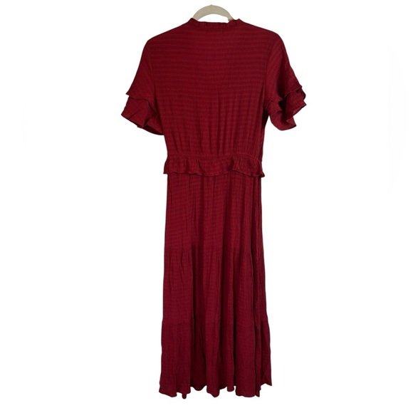 Pretty Garden Red Gauzy Lightweight Tiered Maxi Dress Bohemian Womens Size Large - Picture 4 of 12